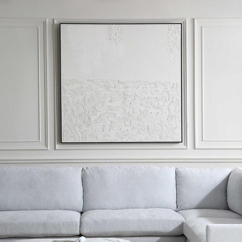 Abstract art piece in white with heavy texturing.
