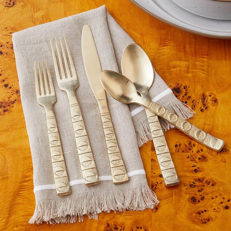 Glamorous luxury flatware set in gentle gold finish