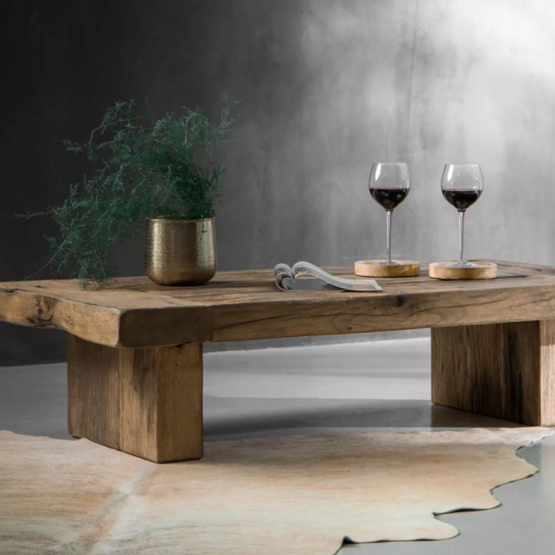 Discover timeless elegance with our Reclaimed Oak Rectangle Coffee Table. Eco-friendly design meets rustic charm, perfect for any living space.