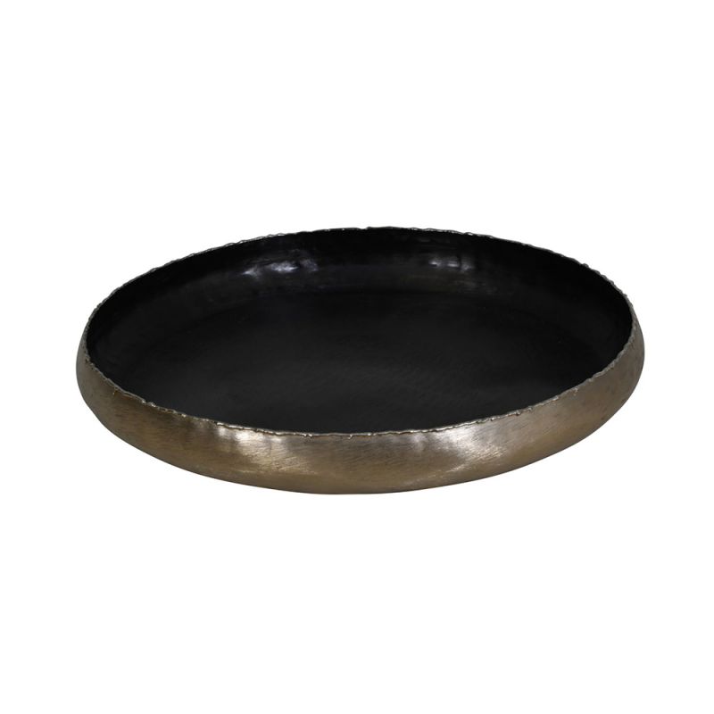 Devine burnt gold round  tray with a brushed effect 