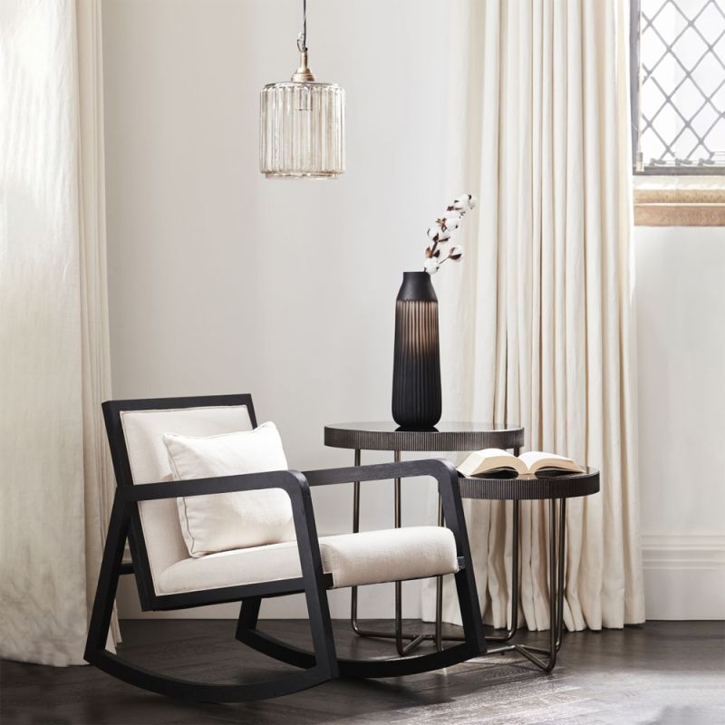 Sleek contemporary set of 2 side tables with black tinted glass