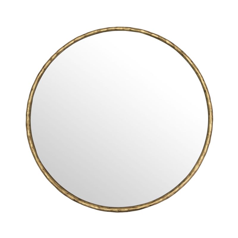 A luxurious round antique brass wall mirror