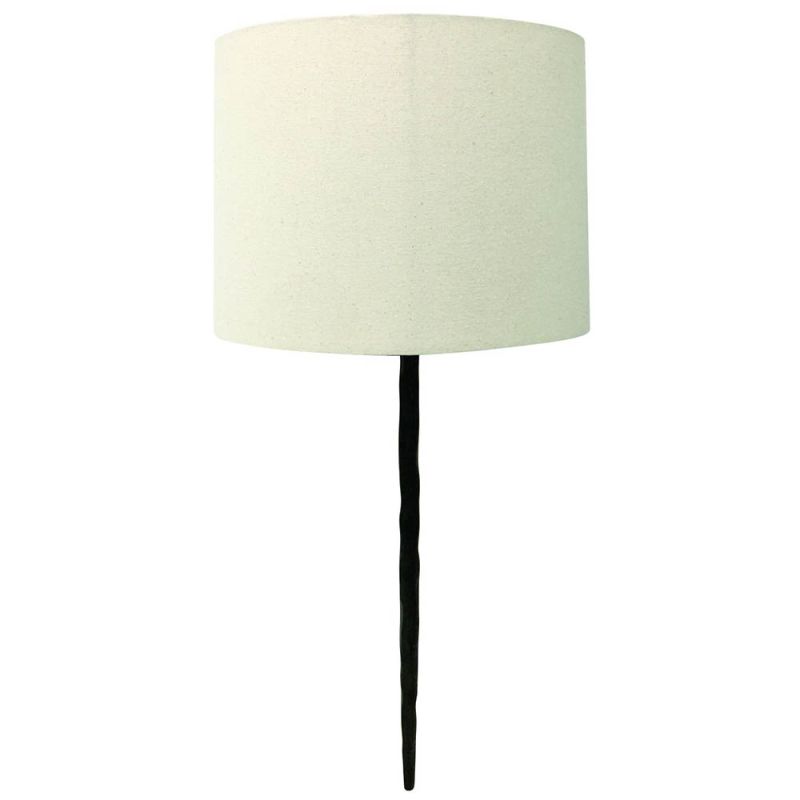 Sleek, minimal wall light with linen shade