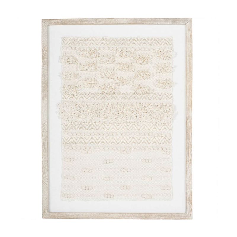 Cream rug texture framed in washed wood