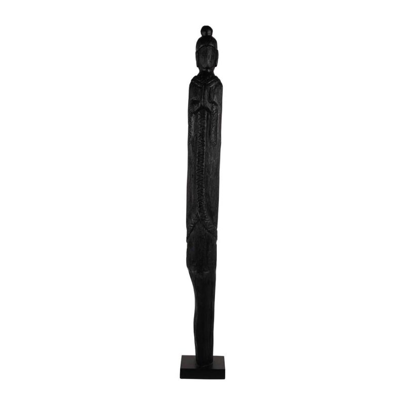 Tall, textured buddha sculpture in black finish