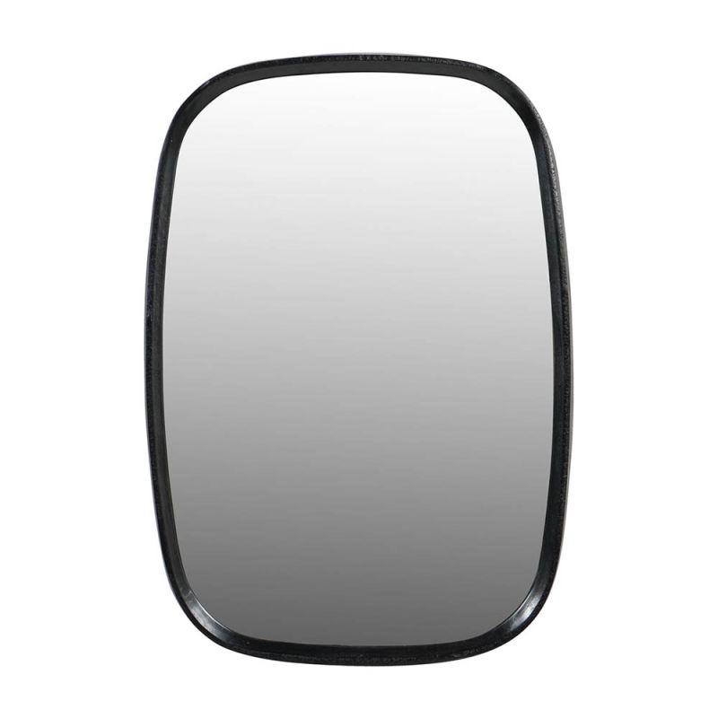 Black graphite textured mirror with soft curves