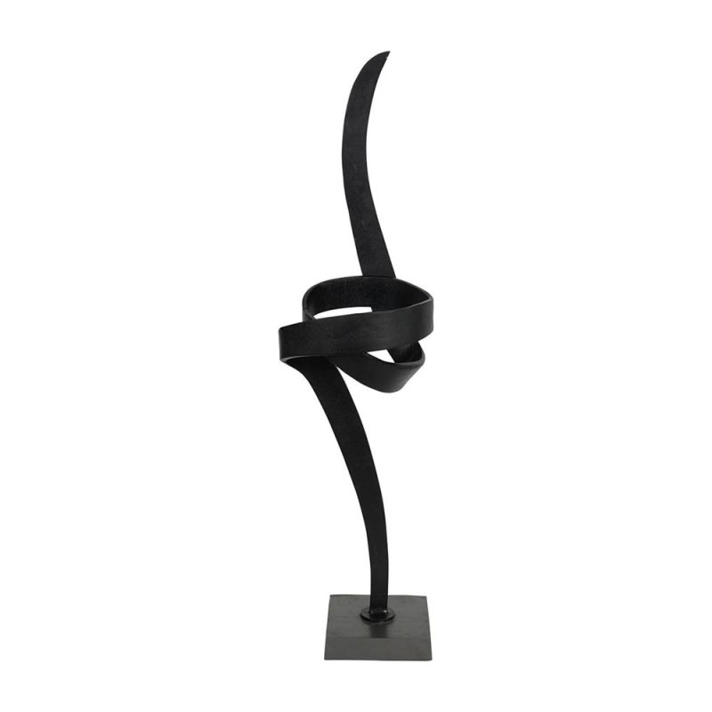 Curved and twisted sculpture in matte black