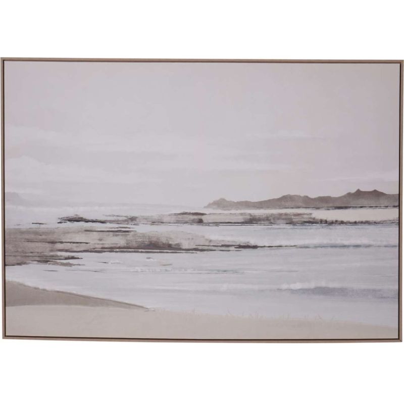 Textured canvas of a blurred coastal landscape