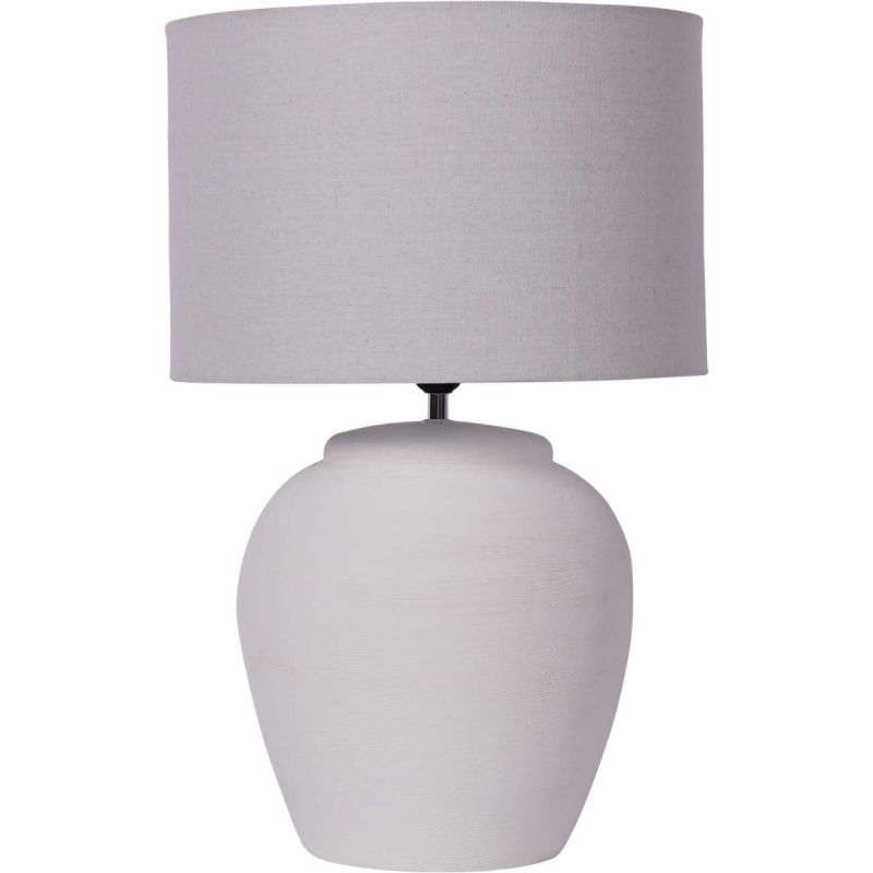 Contemporary clean white table lamp with off-white shade