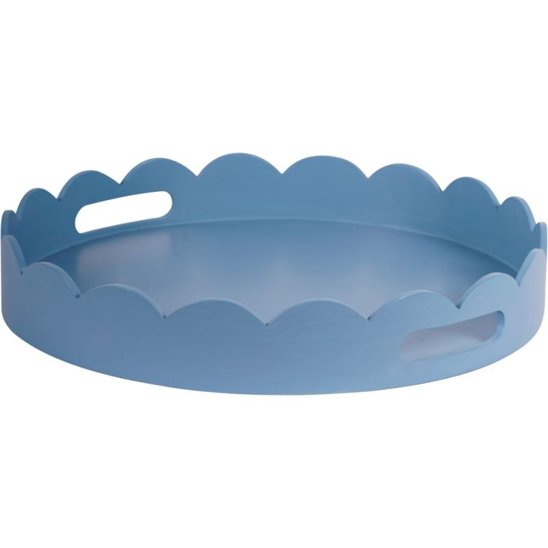 Blue, scalloped edge tray with laquer finish