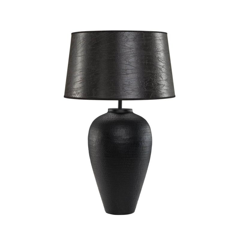 Urn shaped matte black aluminium table lamp