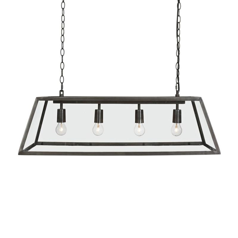Industrial style four bulb ceiling light