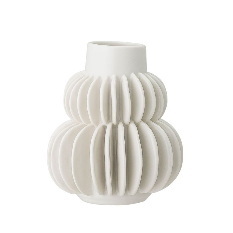 A glamorous small white stoneware vase