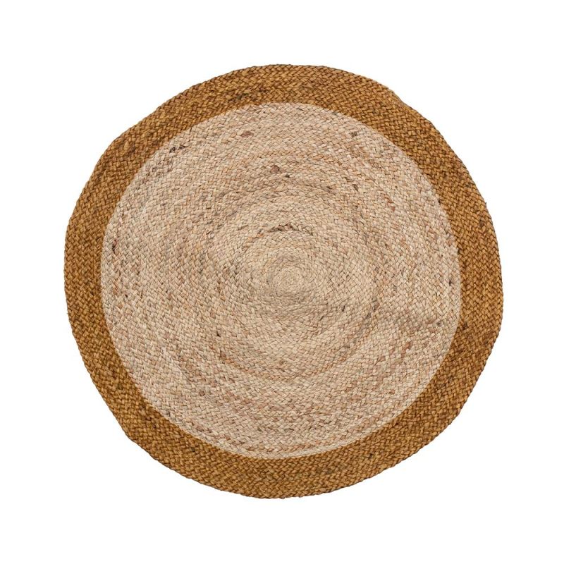 A simple yet chic circular rug crafted from jute and cotton