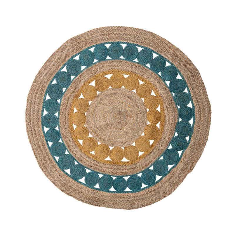 A stylish and vibrant multicoloured jute rug 
