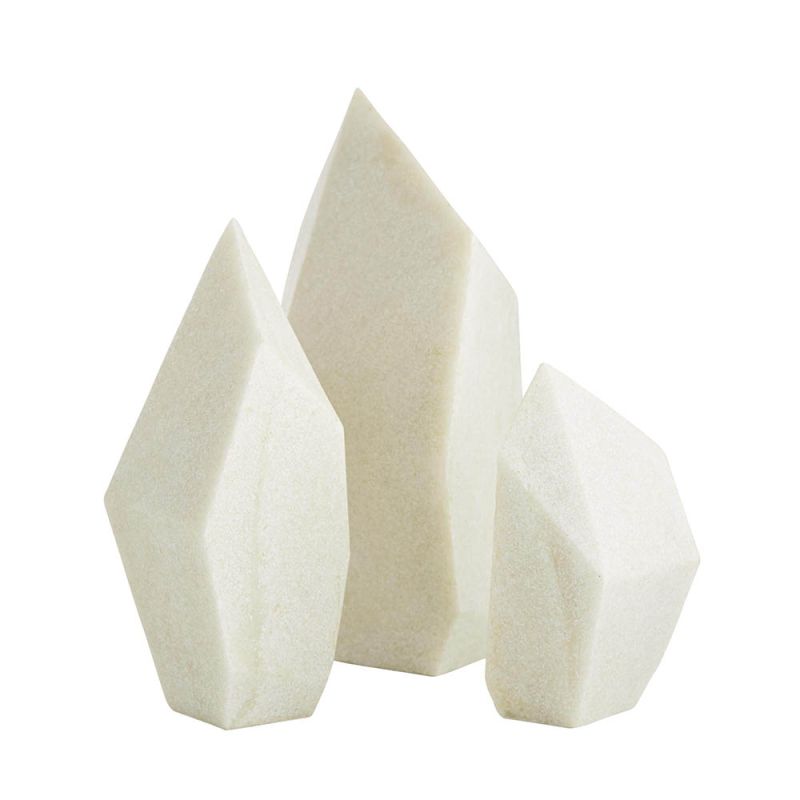 Set of three organic shaped marble sculptures