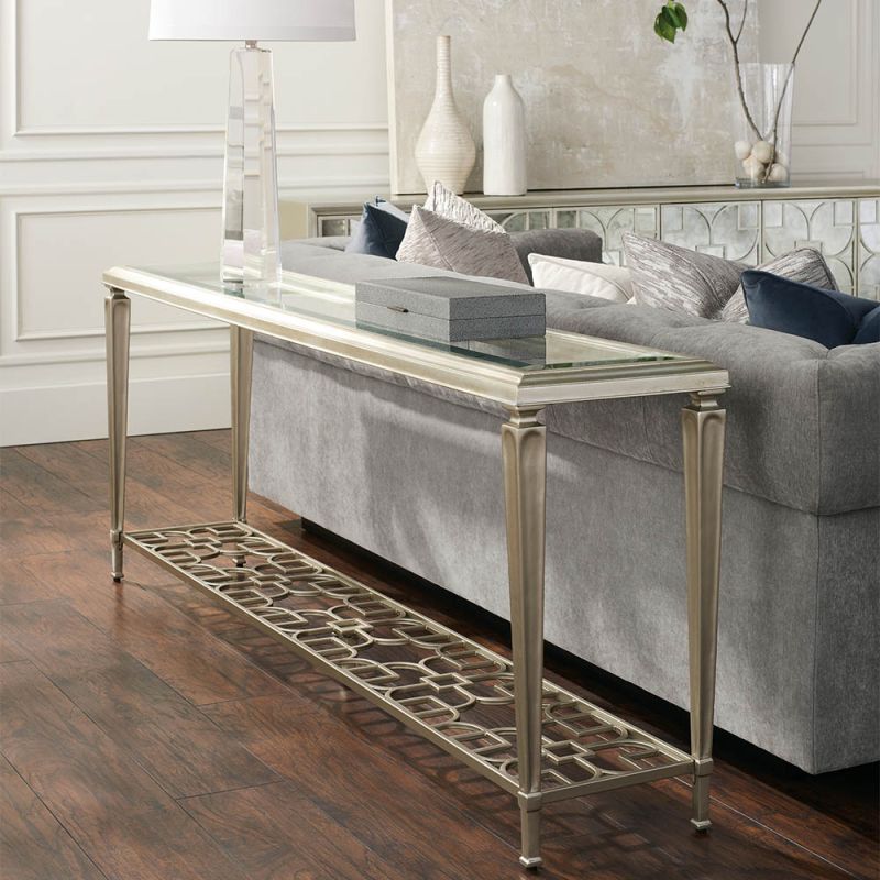 Elegant minimal console table with intricate patterning