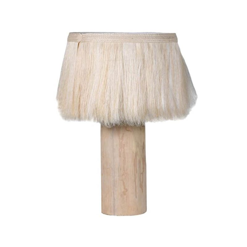 tropical table lamp with fibrous shade