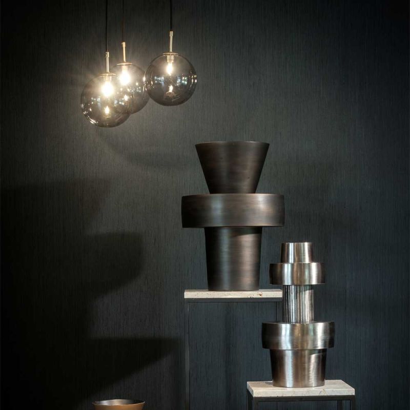 Abstract shapely tall vase in shiny bronze finish