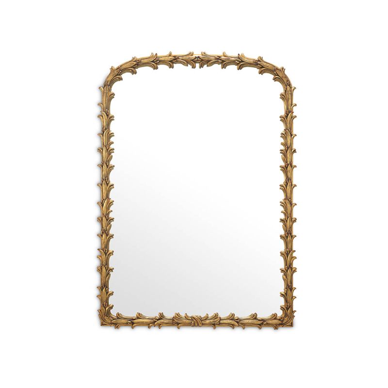 Floret style frame mirror in brass finish