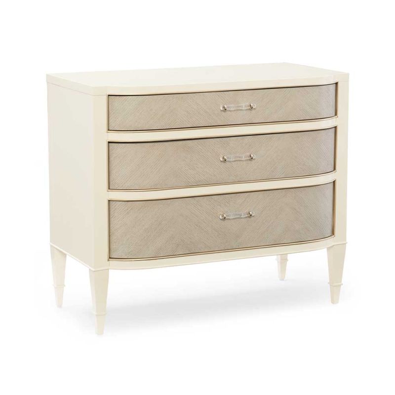 Glamorous cream finish bedside table with three drawers