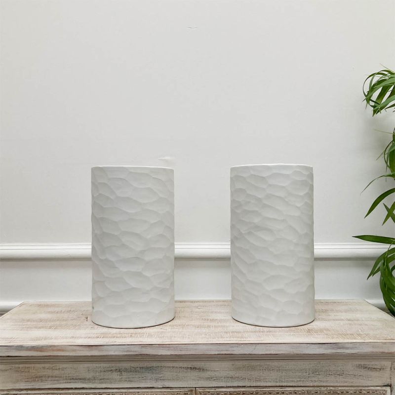 textured pair of candle holders