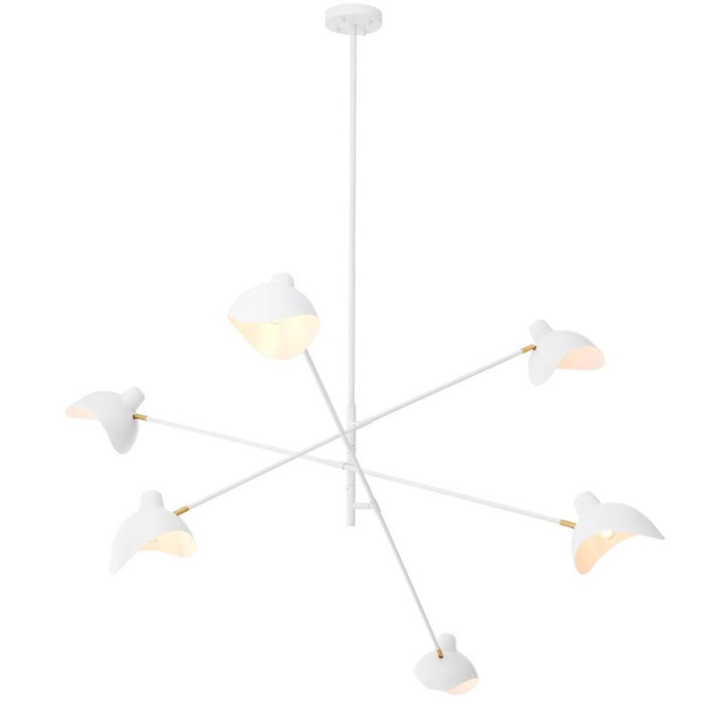 Retro style chandelier with white finish lampshades