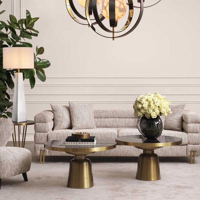 Gold base table with marble affect top