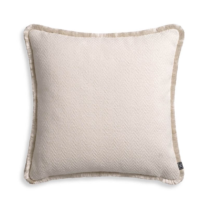 Sumptuously soft cushion with fringe detail in cream, amber or red