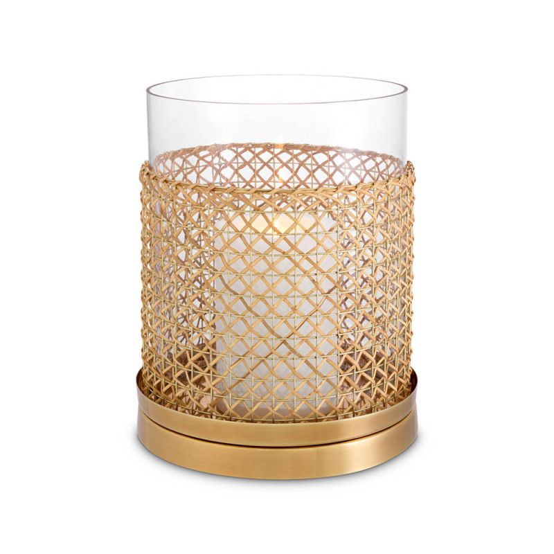 Opulent rattan and brass hurricane