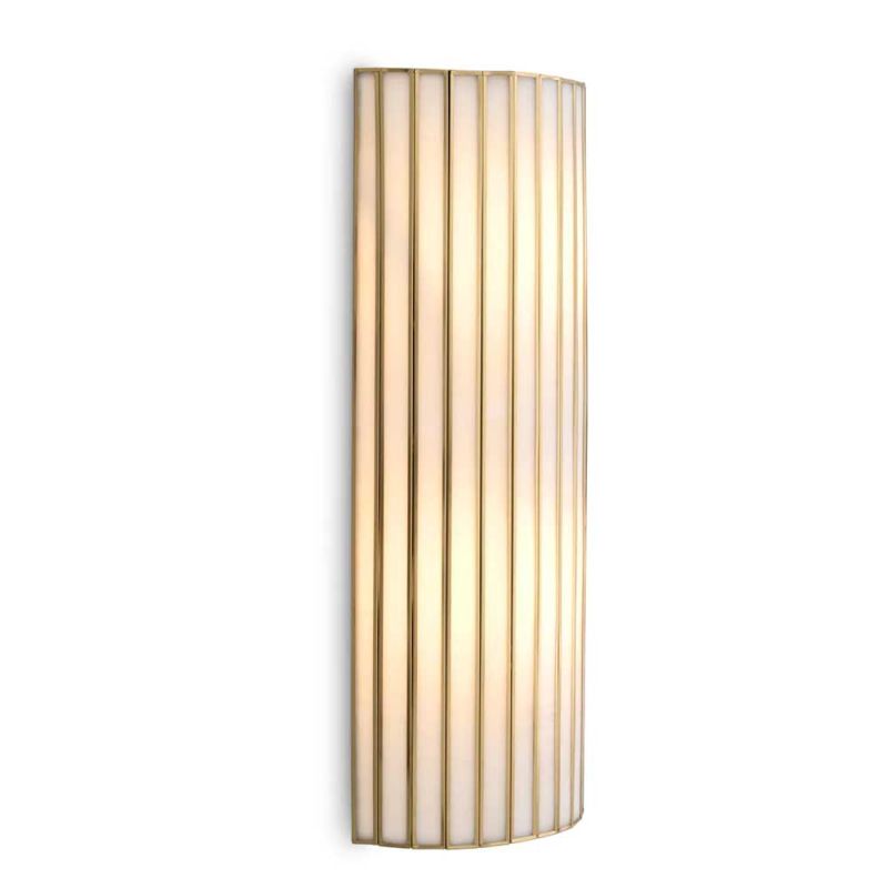 Brass ribbed wall light with gentle radiant glow