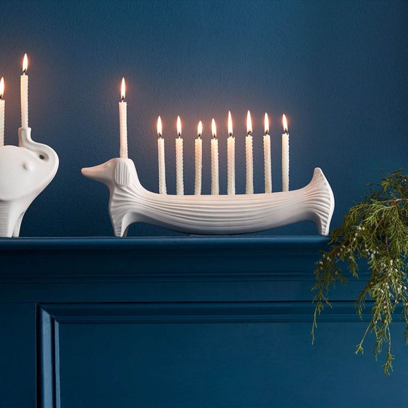 Beautiful dachshund menorah holding 9 candles