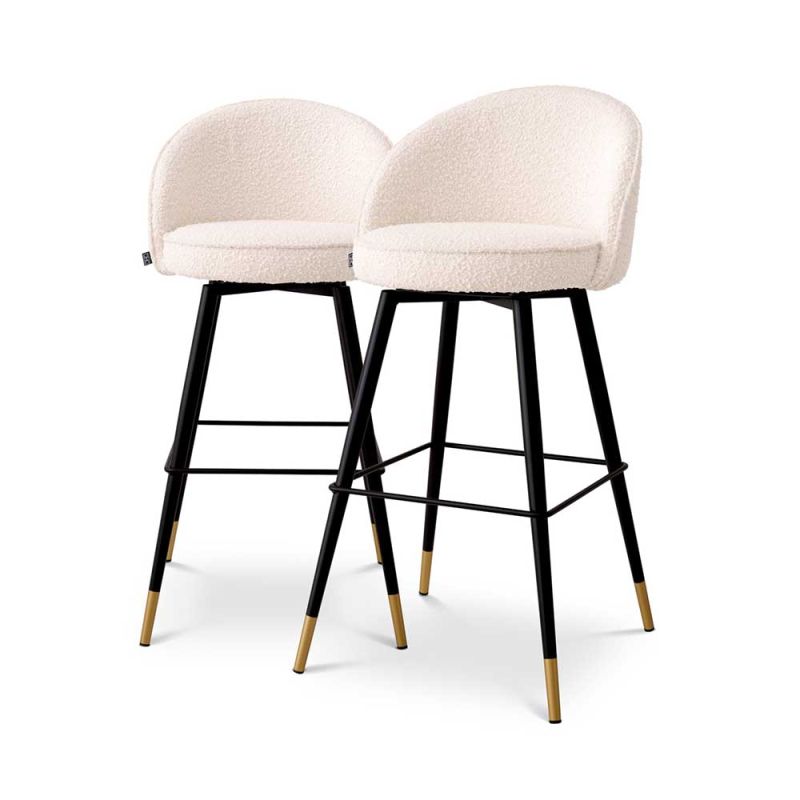 Classy, contemporary upholstered bar stools in cream, black and Dark Grey