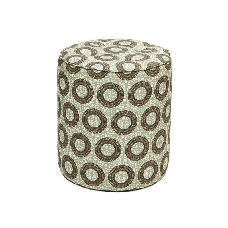 A luxury pouffe by Eva Sonaike with a khaki African-inspired pattern