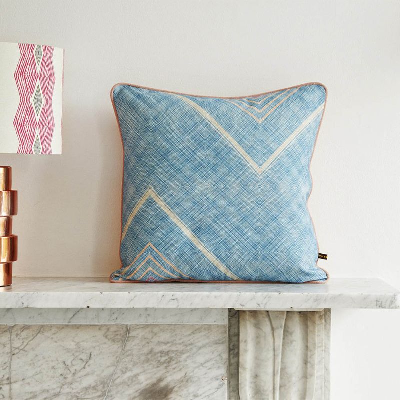 Refreshing patterned cushion in beautiful blue finish