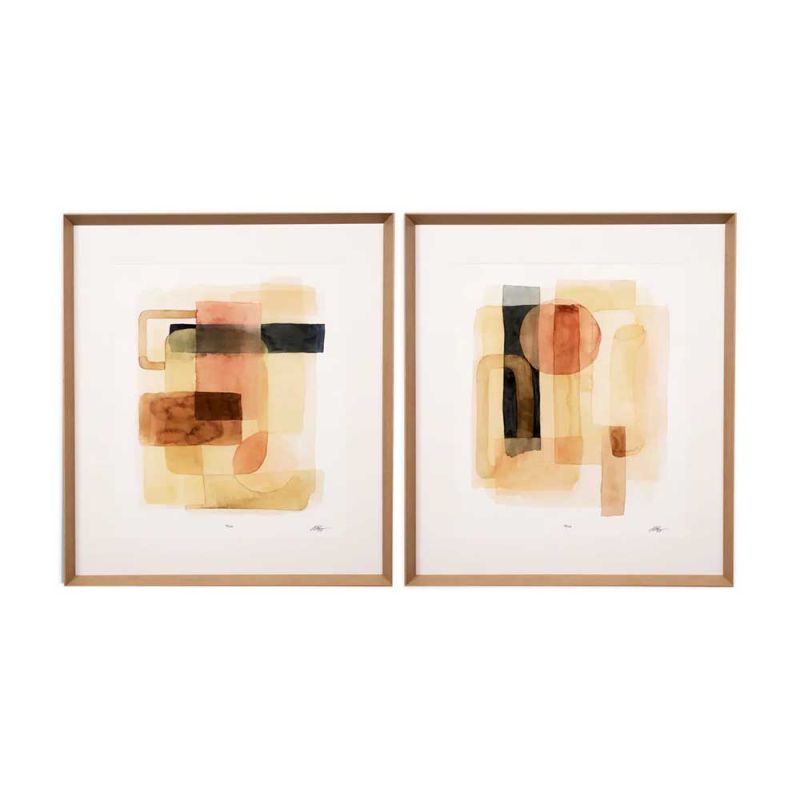 Set of 2 earth-toned art pieces. Depicting abstact sun and sand.