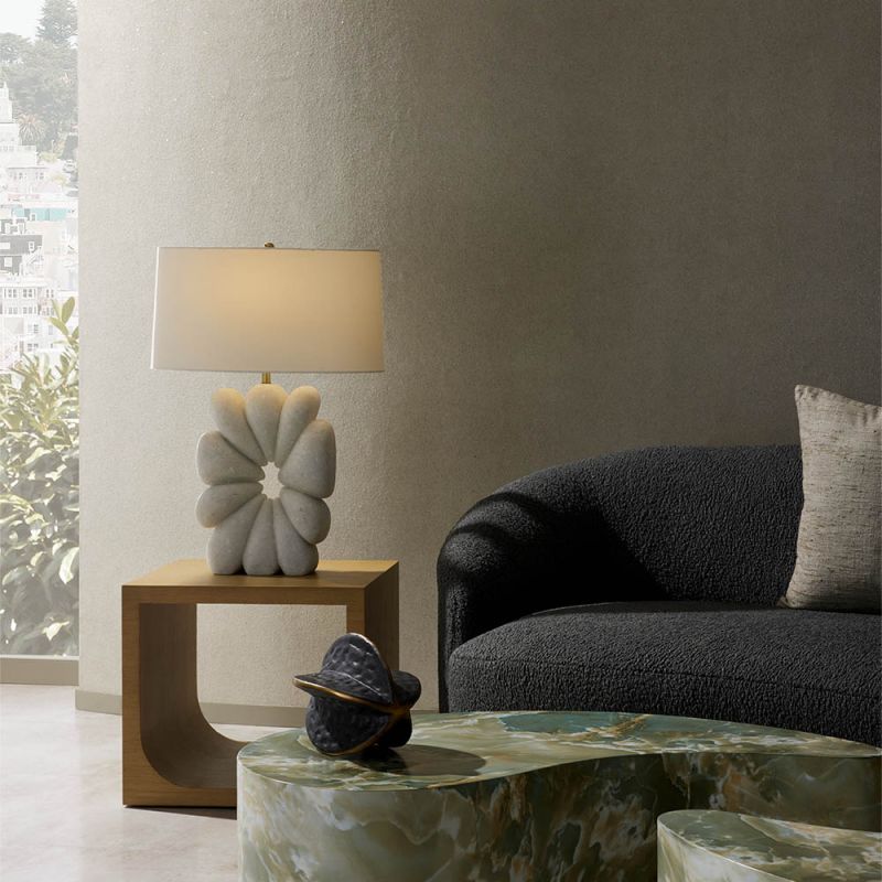 Burst shaped pebble base table lamp