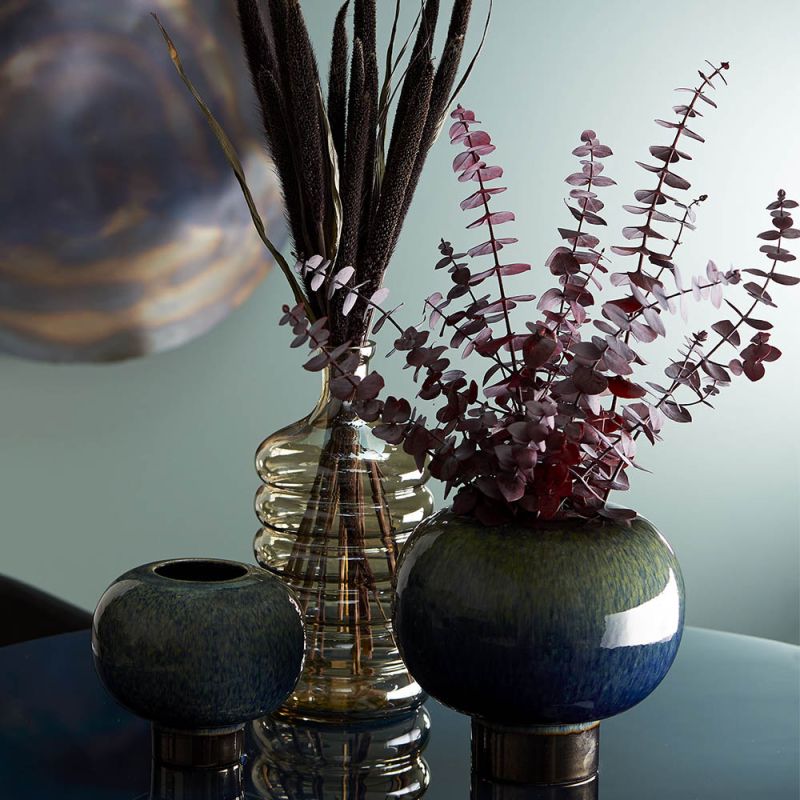 Peacock and bronze glazed porcelain vase