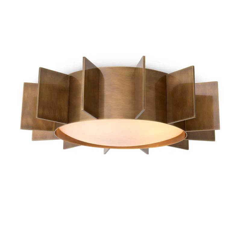 Sun shaped brass flush mount ceiling light