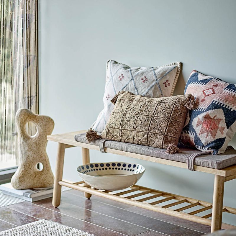 Blue and cream square cushion