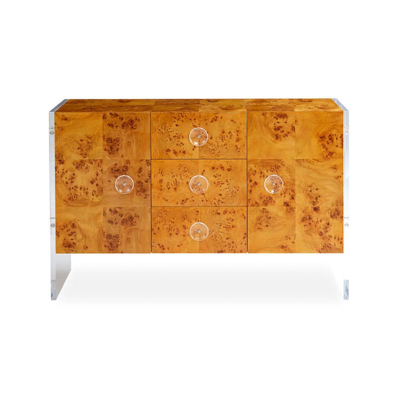 Brown buffet with acrylic handles and legs