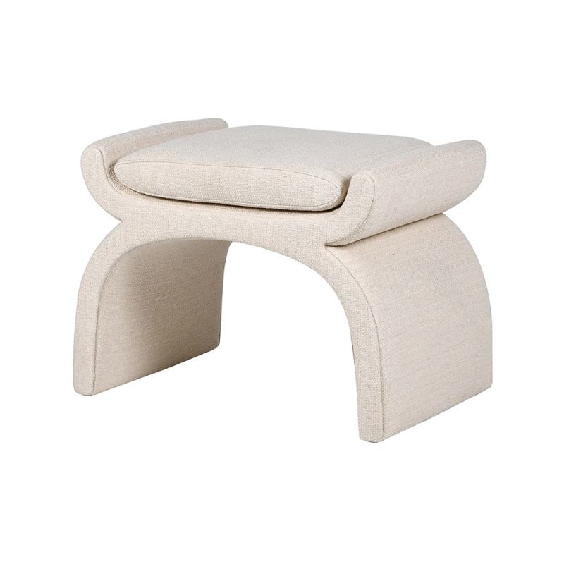Elegant stool upholstered in cream boucle
