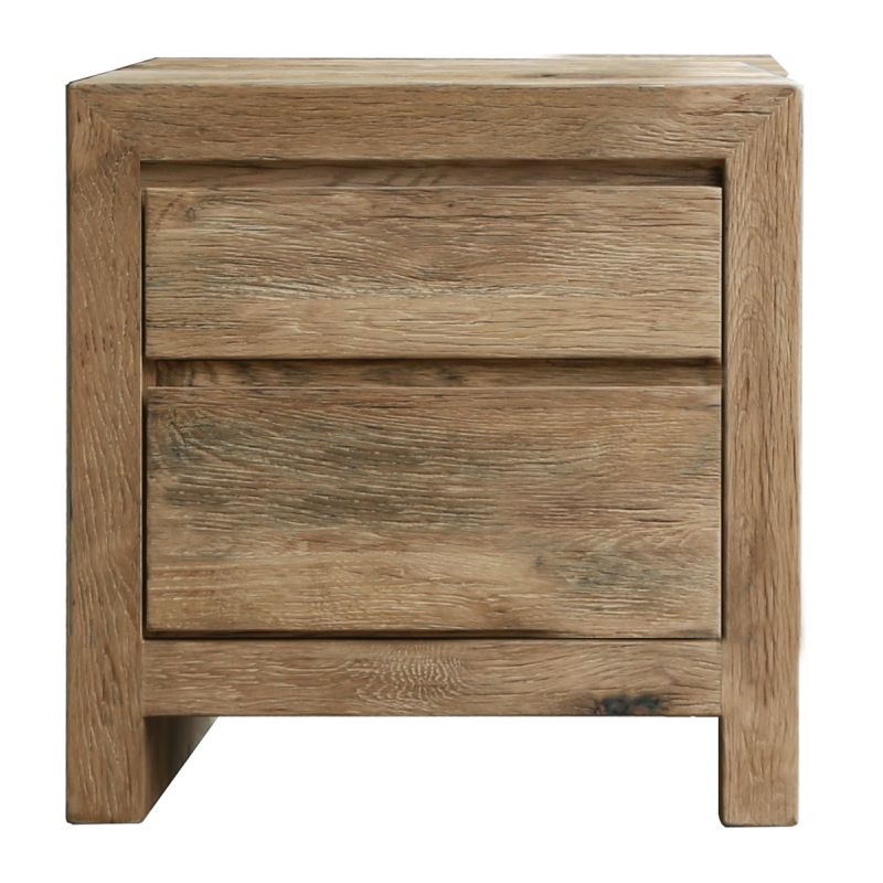 Discover rustic charm with our Reclaimed Oak Bedside Table, featuring unique grains and sustainable design to enhance your bedroom decor.