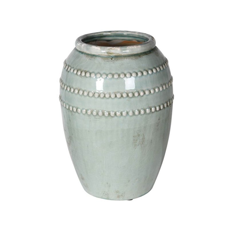 Exquisite aged vase with beaded detail