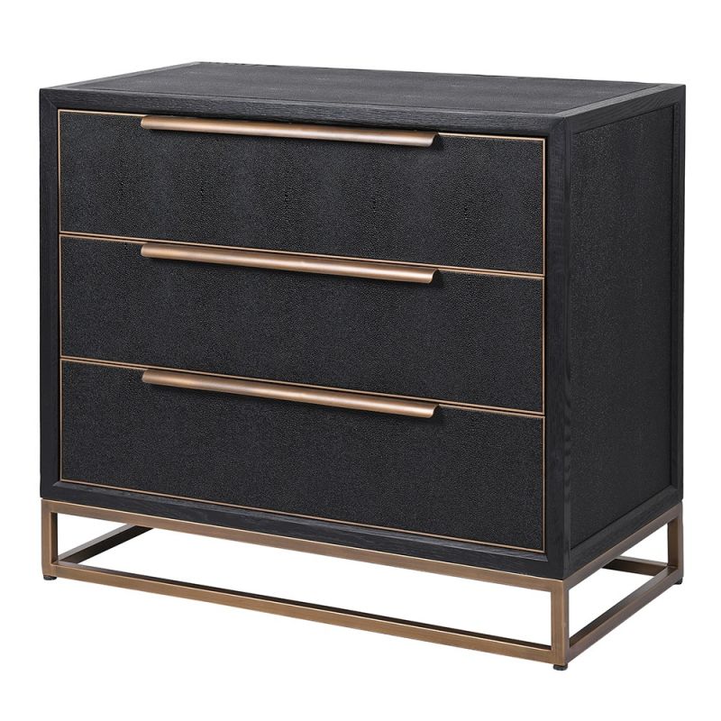 Black chest of drawers with gold detailing