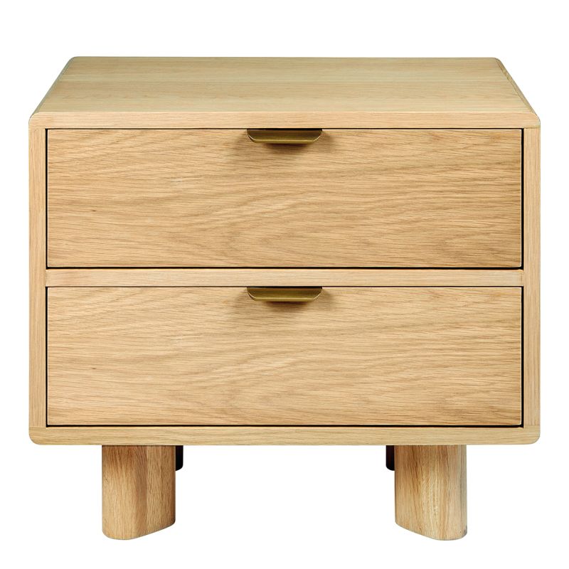 Wooden scandi style bedside table with two drawers
