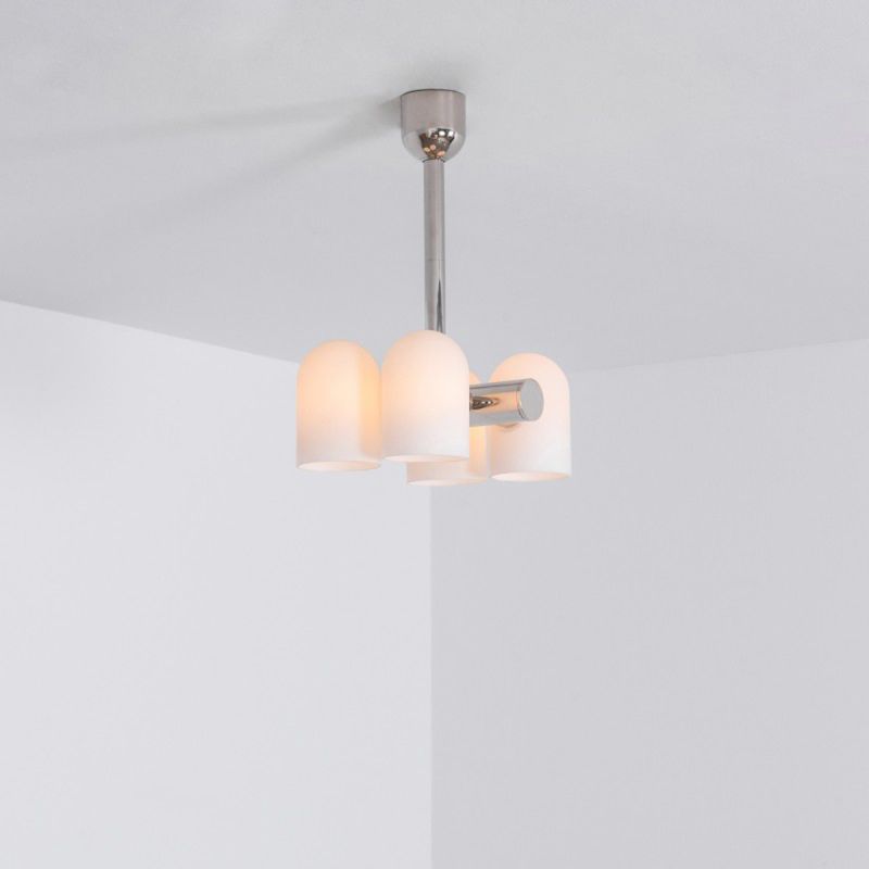 Polished nickel brass pendant ceiling lamp with translucent glass lampshades