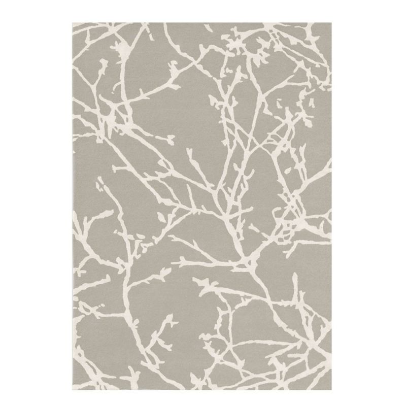 Hand-tufted grey/brown and cream wool rug 