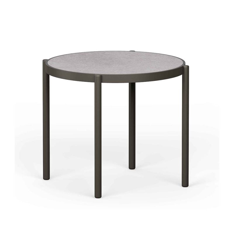 Elegant  metal frame round side table for outdoor spaces