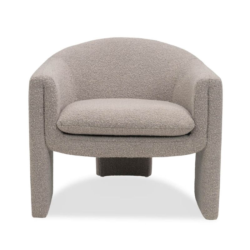 Solid wood frame armchair wrapped in Boucle Taupe fabric